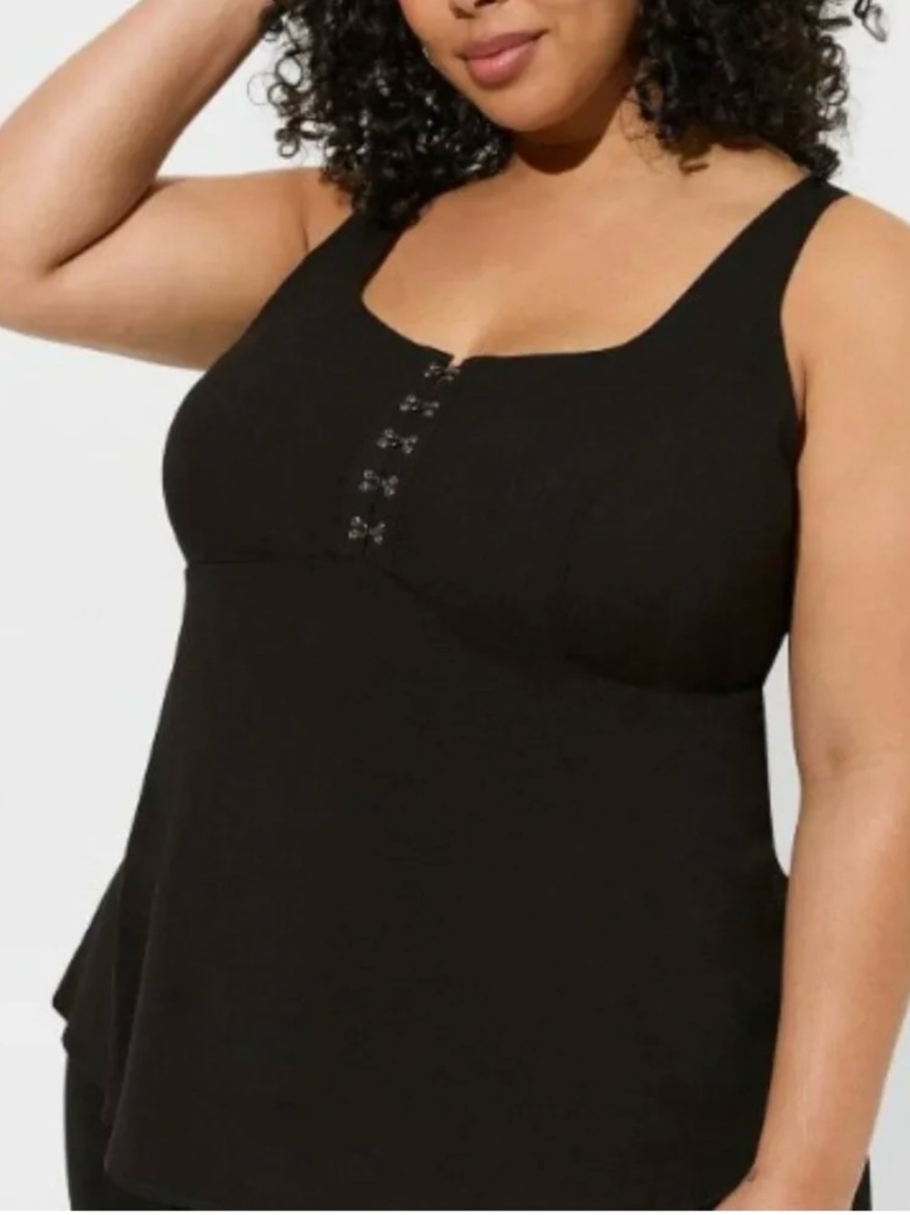 NWT Torrid Black Corset Hook Fit & Flare Rayon Slub Sleeveless Blouse Top Size 2